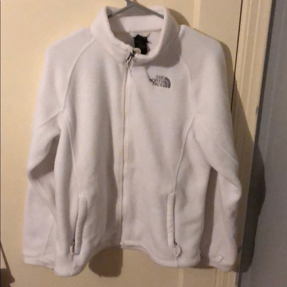 North face white zip up fleece
